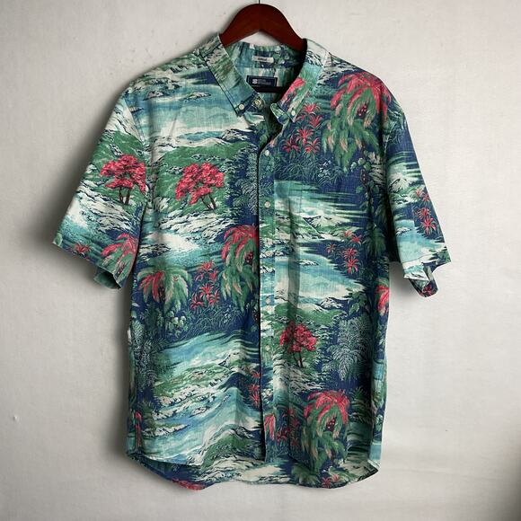 Reyn Spooner Tailored Hawaiian Button Up Dress Shirt 2XL Waterfall Valley - Picture 2 of 12